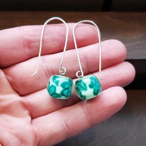 925 Sterling Silver Floral Bead Long Dangle Earrings